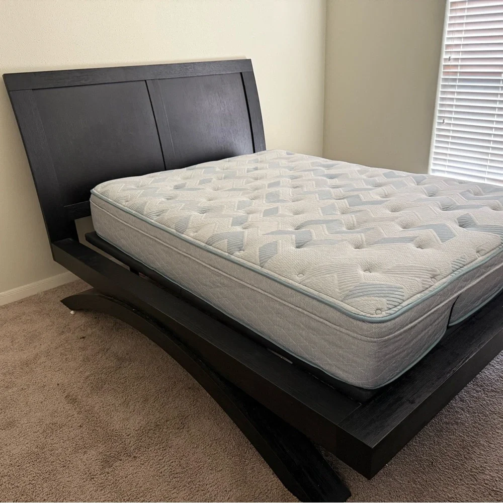 Elegant Black Bed Frame with White Mattress